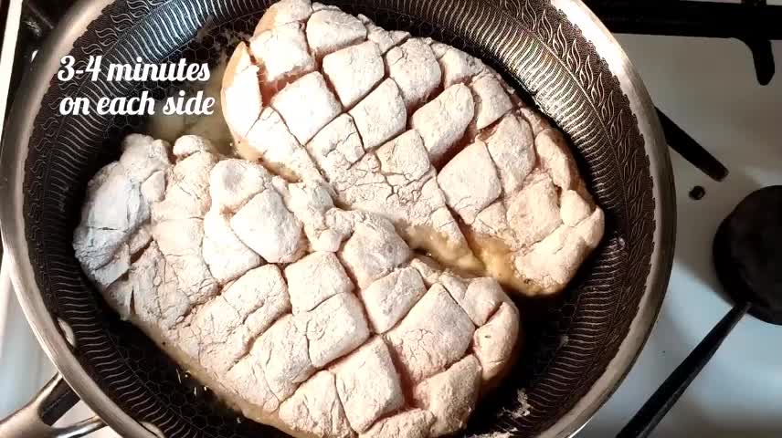 Fry The Floured Chicken Breasts In The Pan