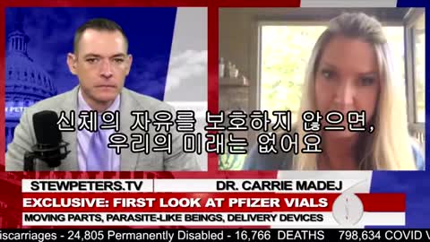 ● [STEW PETERS SHOW] 스튜피터_화이자와 존슨앤존슨 백신속의 기생충을 현미경 조사. 닥터 캐리 마데