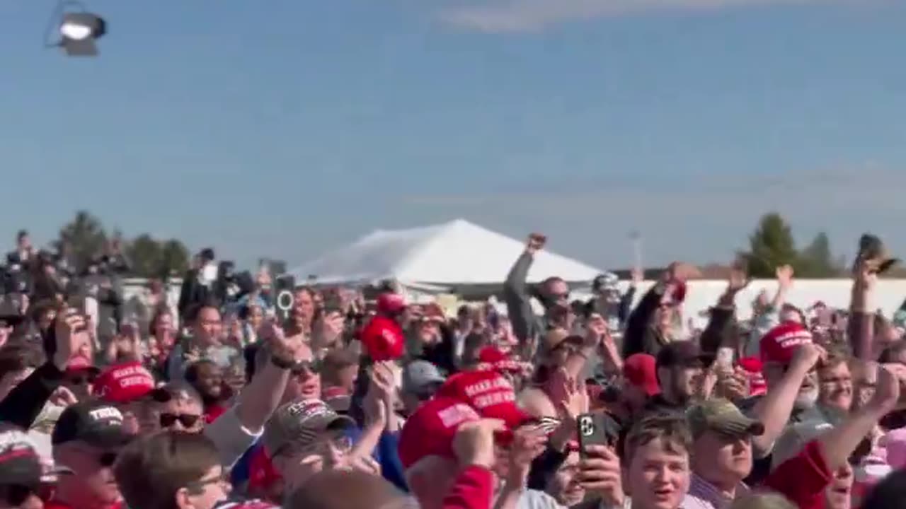 WATCH: President Donald Trump stands and salutes as massive Ohio crowd chants, “USA!”