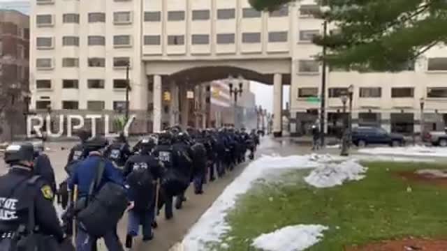 USA- Law enforcement and National Guard step up security in Lansing ahead of protests