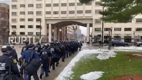 USA- Law enforcement and National Guard step up security in Lansing ahead of protests