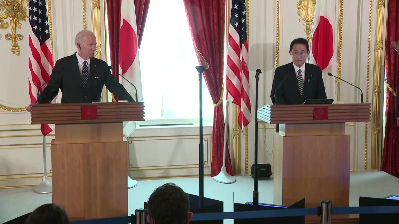 President Biden and Japanese Prime Minister Kishida hold a joint press conference at Akasaka Palace