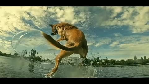 Amazing dog jump in water and high jump of water