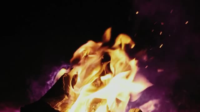 Close Up Shot of a Bonfire in the Snow