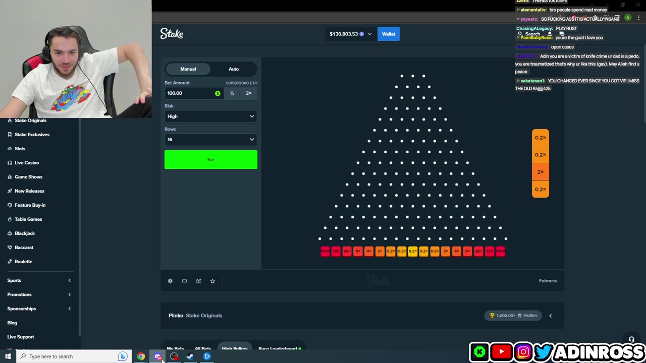 Adin hits INSANE 1000x plinko gambling HUGEWIN