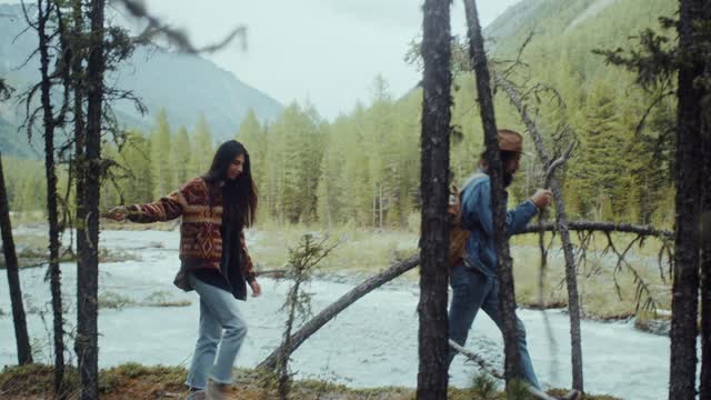 Couple Walking in Forest