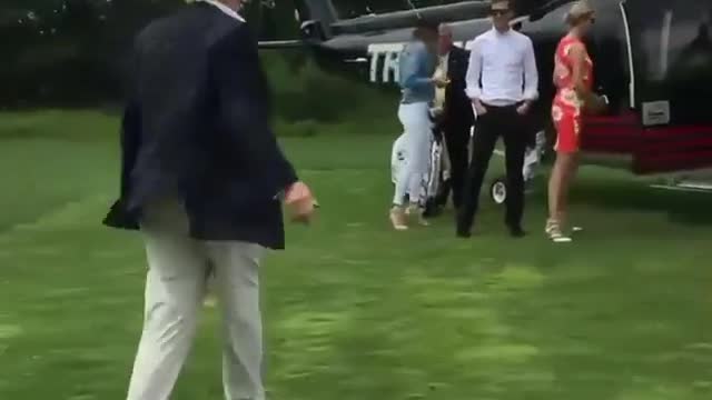 President Trump Shows Off His Golf Game Before Boarding Helicopter