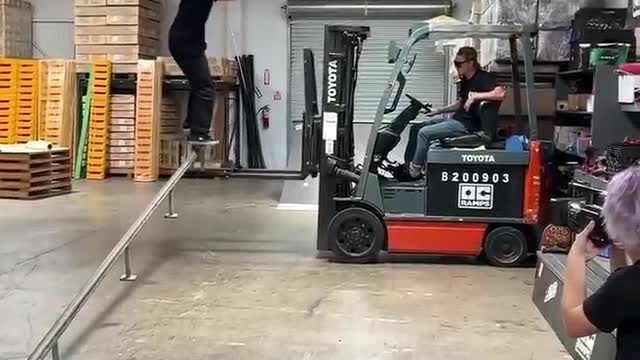 Skateboarding in the warehouse