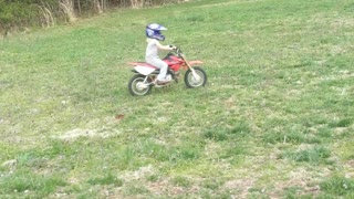 Little Girl Teaches Herself to Ride Mini Dirt Bike