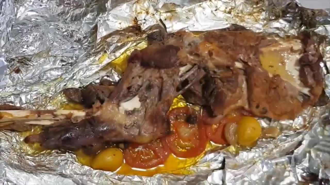 Mutton Lamb roast in low heat