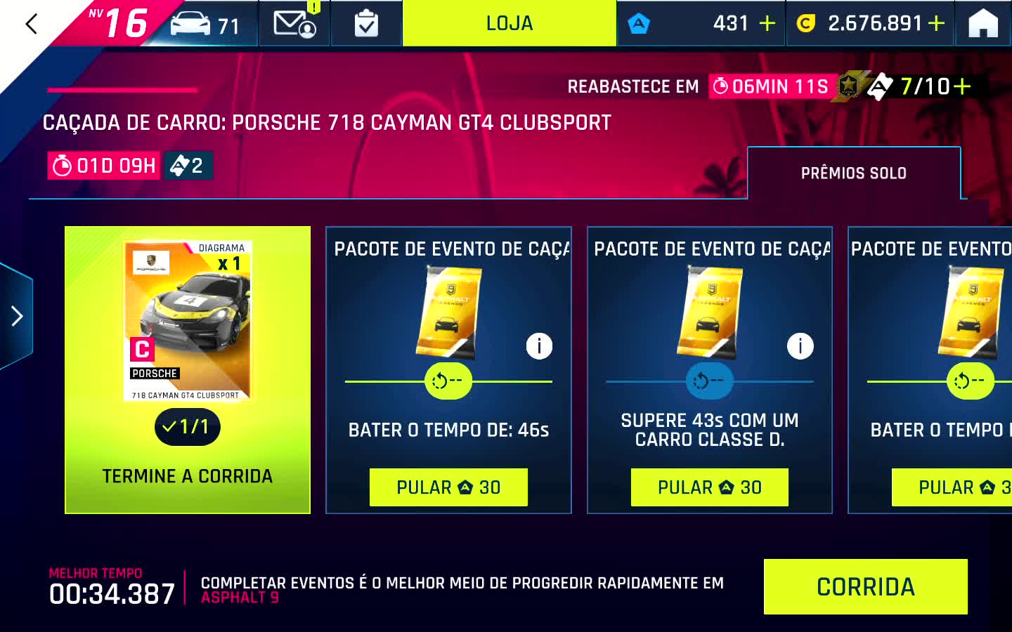 Asphalt 9 Legends: Caçada de Carro Porsche 718 Cayman