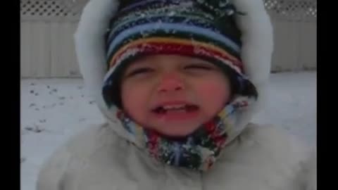 Super cute baby Sing Christmas songs in the snow