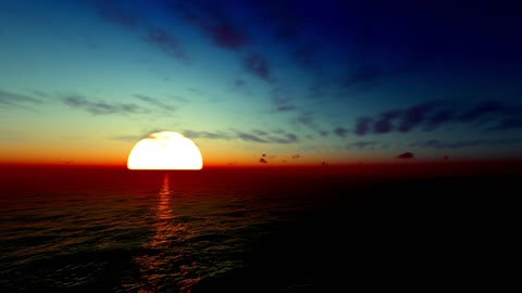 Huge sun in the sea skyline, Animation