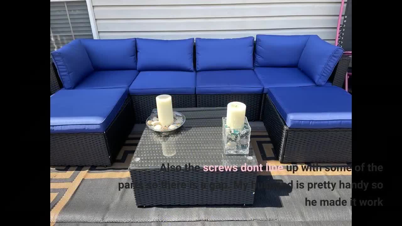 LEMBERI 5 Pieces Patio Furniture Sets，All Weather Outdoor Sectional Sofa for Garden Backyard