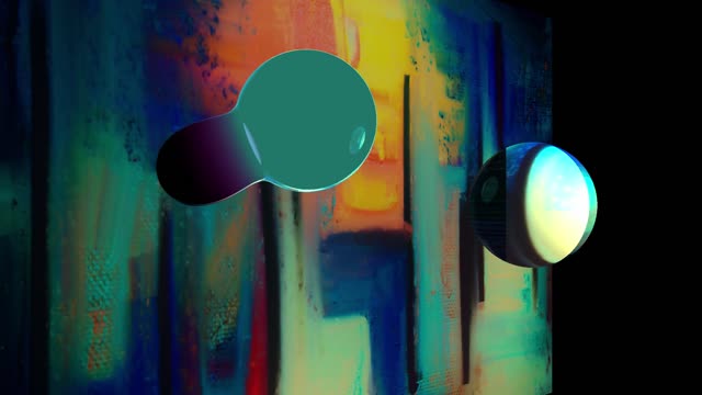 An Animated Liquid Bubble In Front Of An Abstract Painting - Awesome!