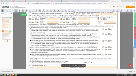 US VISA Application form 1993