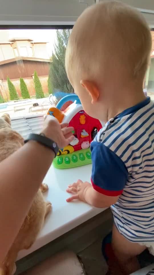 A Cute Baby Playing with His Cat And Toys #shorts