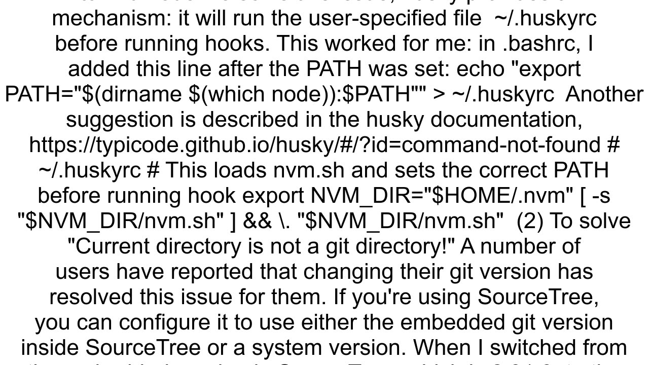 How can I fix these errors using Husky with SourceTree on MacOs with nvm quotCan39t find node in PA