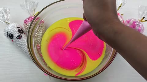 Making Slime With Hello Kitty piping Bags Slime Crunchy Slime, ASMR Slime