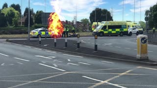 Police car on fire