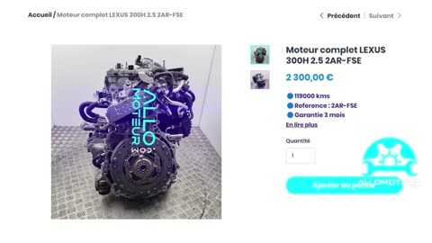 ALLOMOTEUR.COM - Moteur complet LEXUS 300H 2.5 2AR-FSE