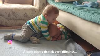 Twin babies funny fight with each other