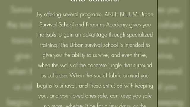 ANTE BELLUM Survival/Firearms Academy