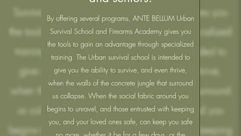 ANTE BELLUM Survival/Firearms Academy