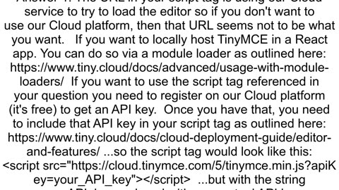 Loading TinyMCE without Cloud in React
