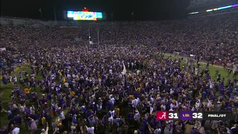 LSU fans storm the field after beating Alabama in overtime _ ESPN College Football