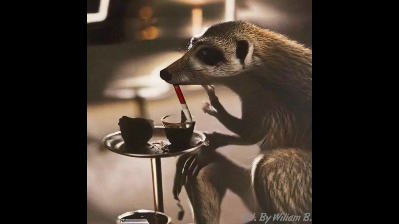 DRINKING WITH THE MEERKATS...(A.I. Generated Fun By William B.)