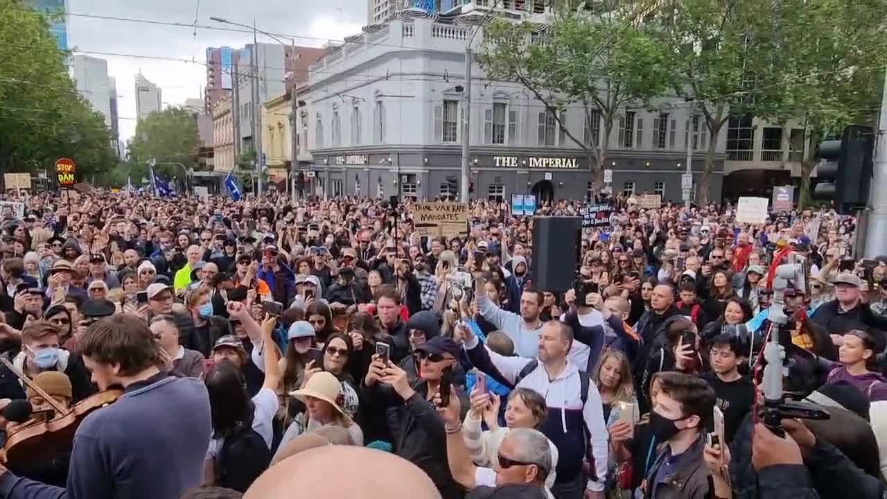 The power of music at the Melbourne protest against tyranny.