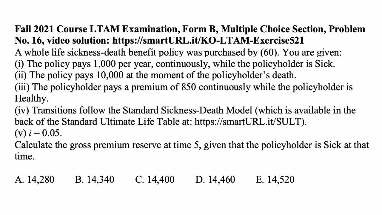 Exam LTAM exercise for April 11, 2022