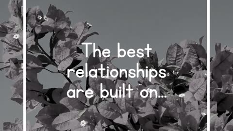 The best relationships are built on...