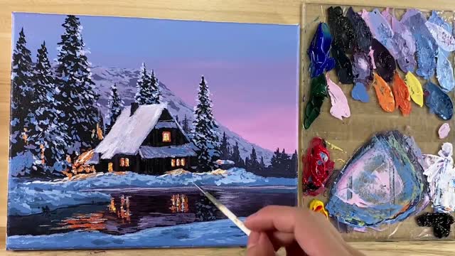 It's snowing in winter! Acrylic paint god correa works