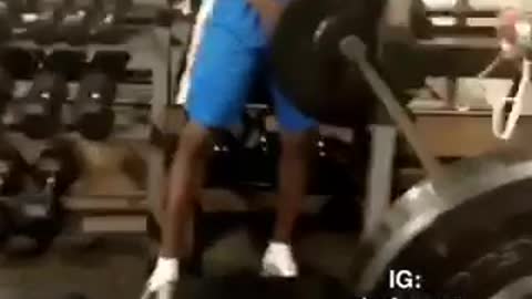 Chef nory guy putting weights on barbell gets hit with exercise ball