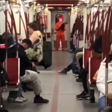 Spooky subway rider