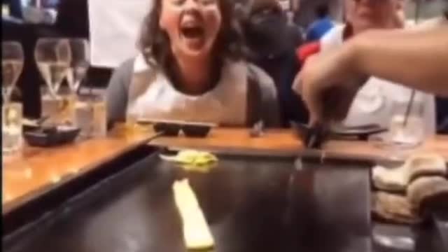 Opened his mouth and smiled and watched the whole process