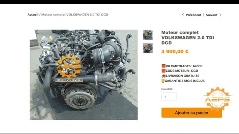 AEPSPIECES.COM - Moteur complet VOLKSWAGEN 2.0 TDI DGD