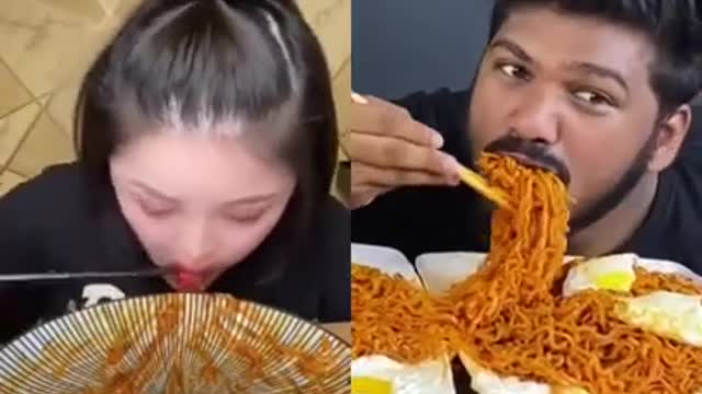 China vs India spicy noodles challenge 😱😱