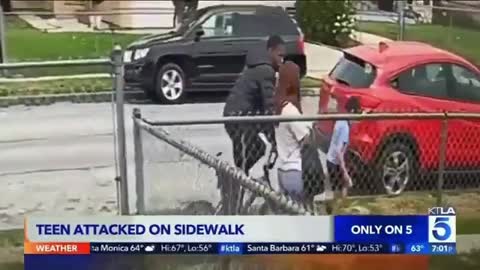 An 18-year-old girl took several punches head in broad daylight attack by a black man in L.A