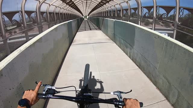 MTB wheelie practice - pedestrian overpass