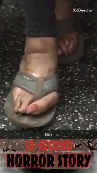 Close up gross feet subway train