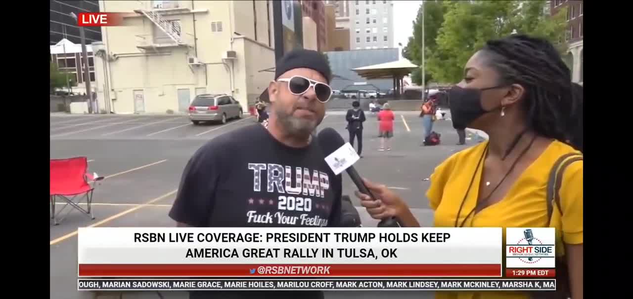 RSBN interviewing Steven aka BeerMan at Tulsa Trump Rally