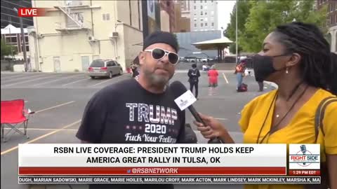 RSBN interviewing Steven aka BeerMan at Tulsa Trump Rally