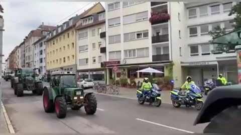 German Farmers hit government buildings in Stuttgart today in protest against EU "green policies"