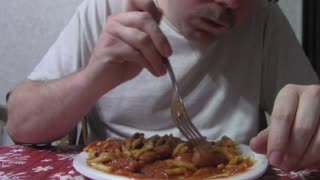 ASMR Eating Pasta and Sausage