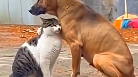 Cats and Dog Playing