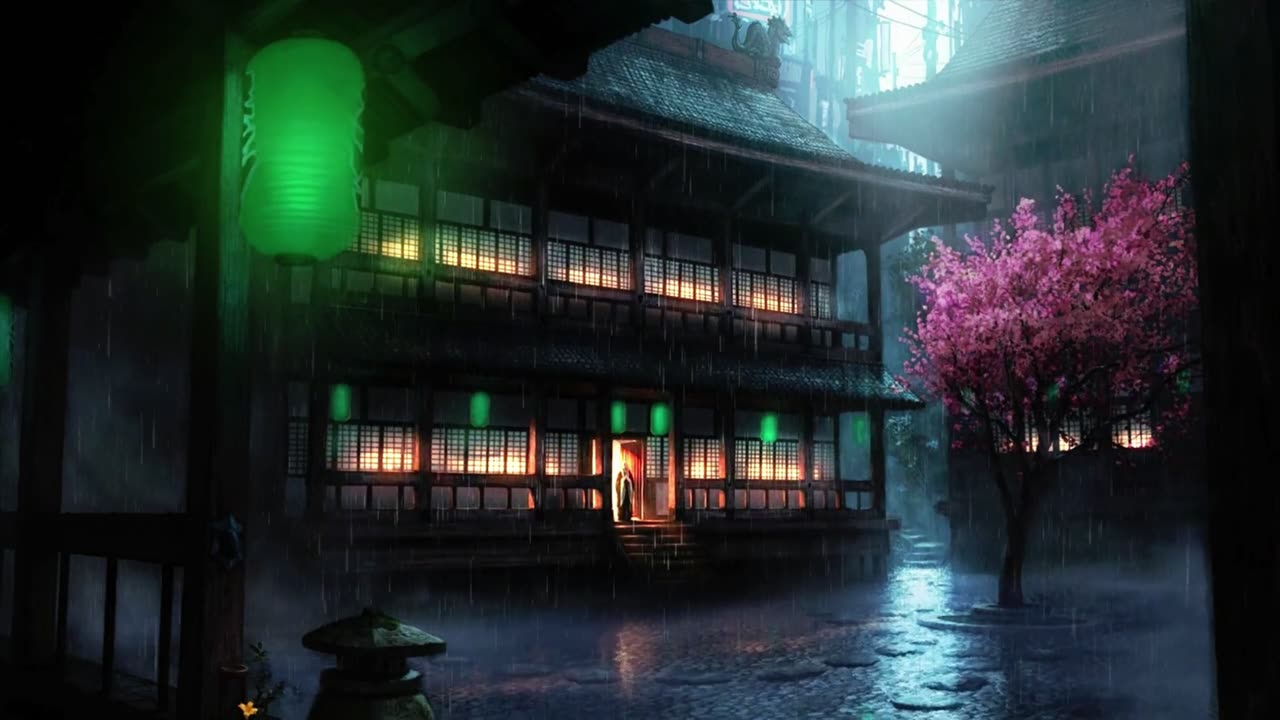 Thunder and Rain on the Ancient Japanese Temple, ASMR [4K]