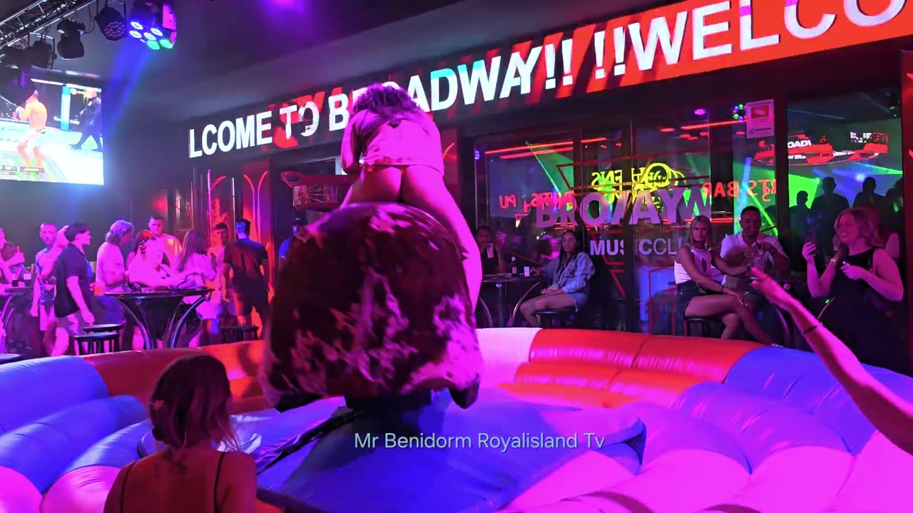 Mechanical bull riding entertainment in Benidorm September 9th2024